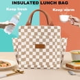 thumbnail image 3 of Bolsa de almuerzo Joymee, aislante, reutilizable, a prueba de fugas, 10 L, color marrón a cuadros, 3 of 8