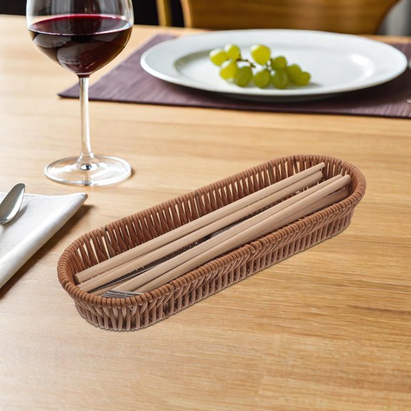 ETEREAUTY Handwoven Brown Kitchen Storage Basket for Cutlery, Forks, Spoons with Breathable and Design