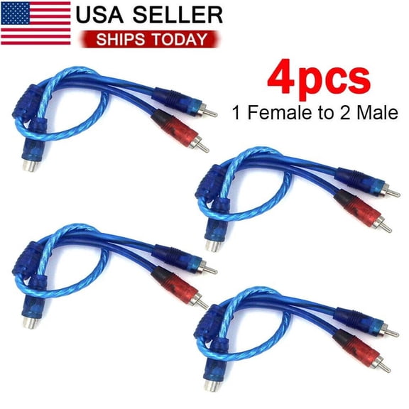 RCA Y Splitter Audio Jack Cable Adapter 1 Female to 2 Male Connector 4pcs/set