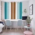 thumbnail image 5 of Modern Brown Teal Kitchen Curtains 72 Inch Length, Boho Contemporary Geometric Striped Grommet Top Bedroom Living Room Curtains, Light Filtering Cafe Curtain Drapes 2 Panels Set 104''x72'', 5 of 9