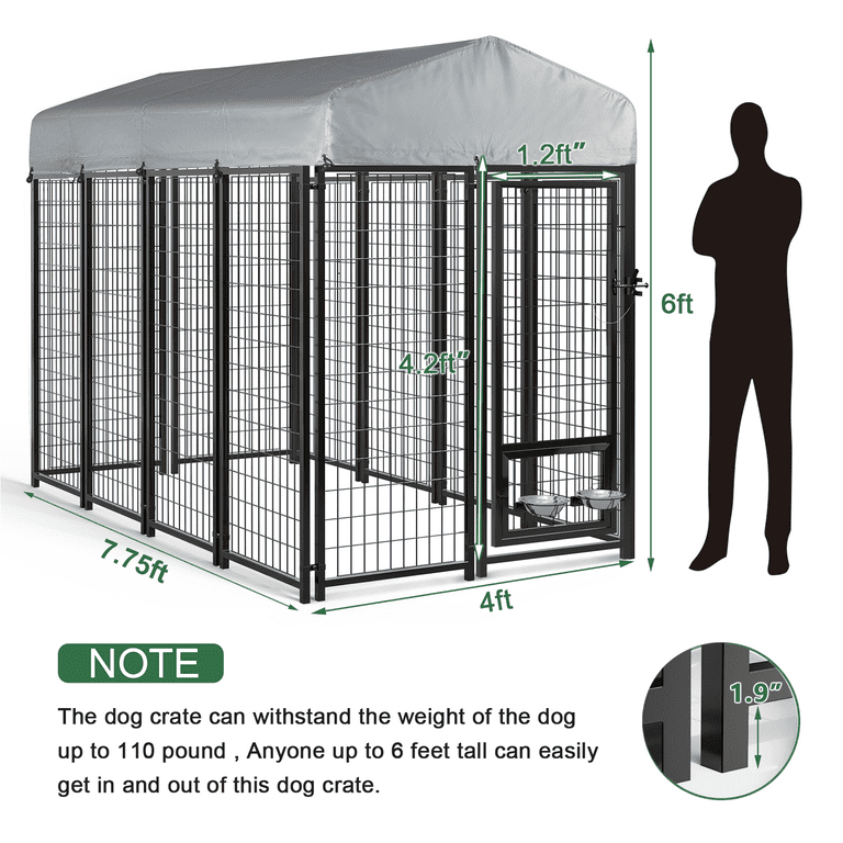 Waleaf 8x4x6 FT Outdoor Dog Kennel Cage for Large Dogs Large Dog Kennel Outdoor Pet Dog Run Enclosures with Waterproof UV Resistant Cover and Secure