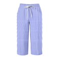 thumbnail image 4 of CAIVO Women Summer Capri Pants Fashion Striped Print Button Casual Versatile Drawstring Loose Ankle Length Pants Breathable Trousers, 4 of 5