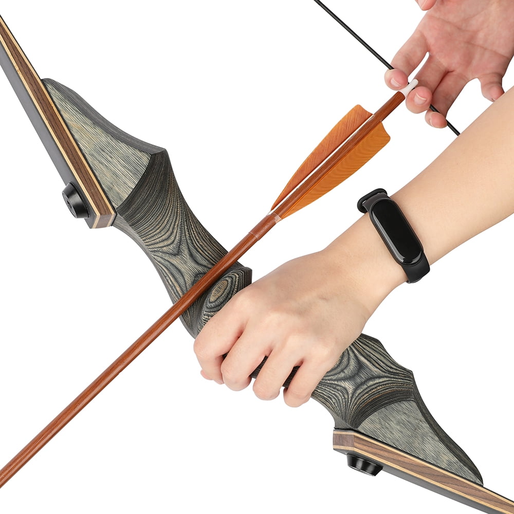 BLACK HUNTER 60" Wooden Takedown Recurve Bow for Archery Hunting, RH, 25-60 lbs at 28" Draw Length