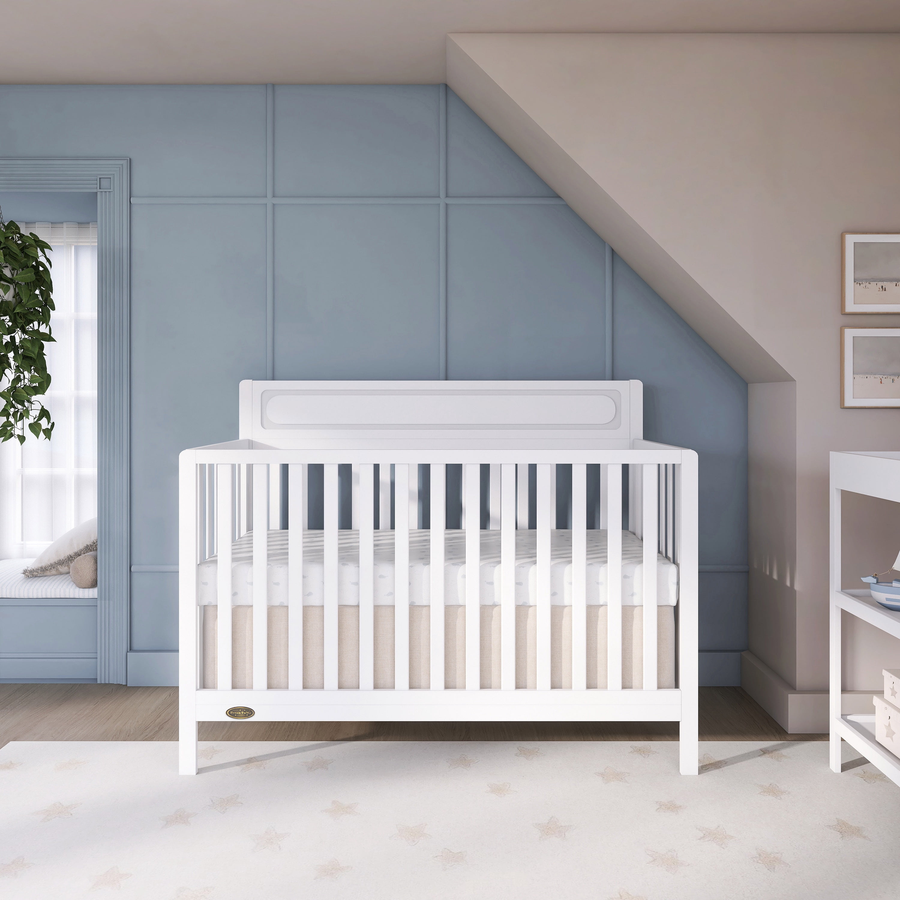 Nursery Bundle, Dream On Me Avery 5 in 1 Convertible in White and Crib & Toddler Mattress Bundle