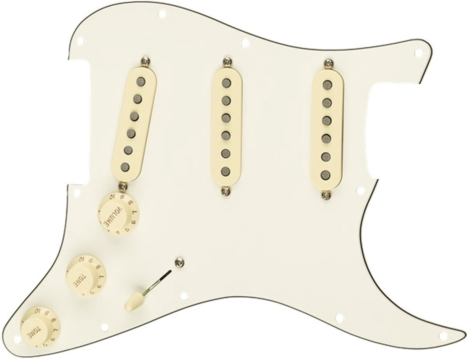 Fender Pre-Wired Strat Pickguard, Tex-Mex SSS, Parchment 11 Hole PG