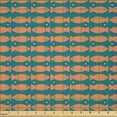 thumbnail image 2 of Ambesonne Sea Theme Fabric by the Yard Microfiber, 90's Retro School of Fish, 3 Yards, Petrol Blue Dark Peach, 2 of 2