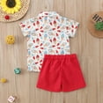 thumbnail image 4 of Zanarzt Toddler Boy 4th Of July Shorts Outfit Toddler Baby Boy 4th of Outfits Gentleman Short Sleeve Button Down Shirt Dress Shorts Fourth of July Clothes Set Red,6-12 Months, 4 of 7