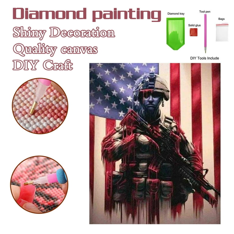 5D DIY Round Beads Diamond Painting for Adults American Flag Full Diamond  Painting Picture Rhinestones by Number Kits for Room Home Wall Decor 