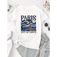 thumbnail image 2 of Camiseta De Mujer Verano Activewear Camiseta Básica Para Senderismo Deportes VacacionesWomen's Paris Eiffel Tower Graphic Tee - Casual Short Sleeve T-Shirt with "Paris City of Lights" Print, Comfort, 2 of 6