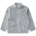 thumbnail image 5 of Miutii Kids Girls Fleece Long Sleeve Jacket Zipper Closure Solid Color Outerwear Winter Warm Casual Grey 110, 5 of 8