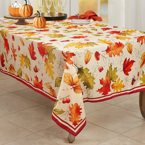 Fall Tablecloth, Thanksgiving Tablecloth with Fall Leaves Autumn ...