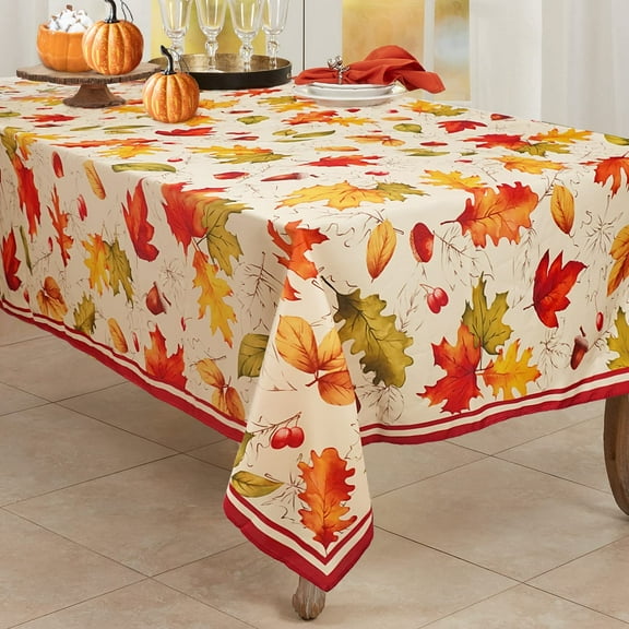 Fall Tablecloth, Thanksgiving Tablecloth with Fall Leaves Autumn Tablecloth, Waterproof Wrinkle Free Fall Table Cloths for Fall Thanksgiving Decor, Fall Tablecloth for Rectangle Tables 60 X 120 Inch