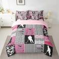 thumbnail image 2 of Erosebridal Ice Hockey Theme Bedding Sets Twin Size,Sports Comforter Sets With Sheets,Pink Gray Checkered Bed In A Bag Twin Size, Lightweight Bedroom Decorative,7-Piece Reversible, 2 of 5