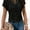 Black, variant on MORTTIC Women's Lace Splicing Short Sleeve Crew Neck T-Shirt, Summer Loose Fit Casual Tee Top, S