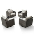 thumbnail image 3 of POCASSY Outdoor Swivel Chairs Set of 4 - 360° Swivel Rocking Patio Chair with All-Weather PE Wicker & Steel Frame, Modern Square Armrests for Porch Balcony, Brown Wicker Beige Cushion, 3 of 9