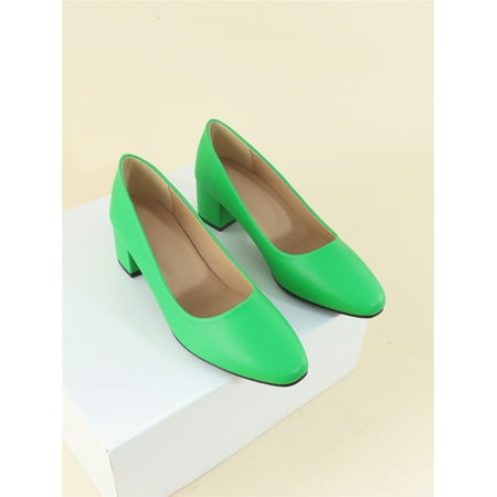 

Faux Suede Square Toe Chunky Heeled Court Pumps Women‘s Footwear