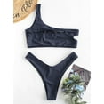 thumbnail image 2 of ZAFUL for Women One Shoulder Cutout High Leg Bikini Set Mist Blue L, 2 of 5