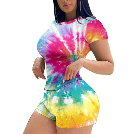 

Womens Tops Clearance under $10 Teen Girls Shorts Sets Sport Gym Running Bustier Shorts Sets Print Skims Dupes Bodycon Cottagecore Tie Dye Sets 6D
