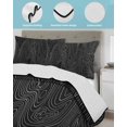thumbnail image 4 of Black Abstract, Queen Size Down Alternative Comforter, Lightweight Comforter Quilt Bedding Set with Pillow Shams Modern Geometric Minimalist Stripes All Seasons Bed Comforter Duvet Insert 90"x96", 4 of 7
