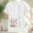 thumbnail image 5 of Vmvidoty Womens Cotton Linen T Shirts Blouses Crew Neck Short Sleeve Solid Basic Tops White XL, 5 of 5