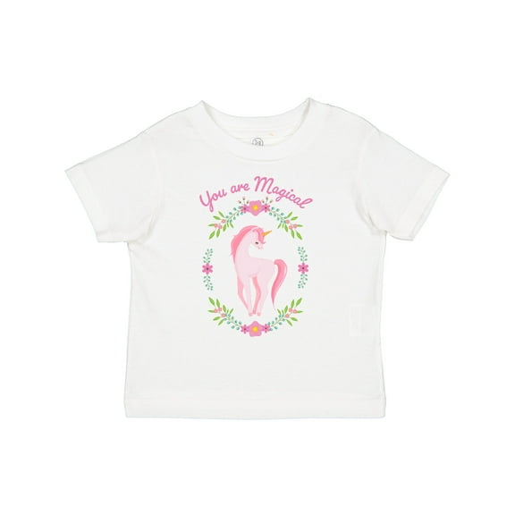 Inktastic You Are Magical Pink and White Unicorn with Flowers Boys or Girls Toddler T-Shirt