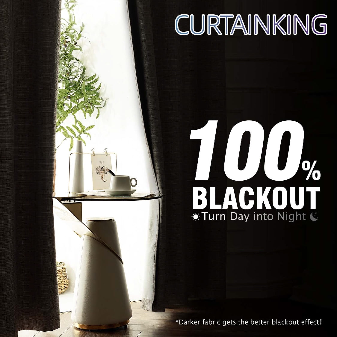 Curtainking Blackout Curtains 38 x 96 Inches Beige Linen Textured Drapes for Bedroom Grommet 2 Panels