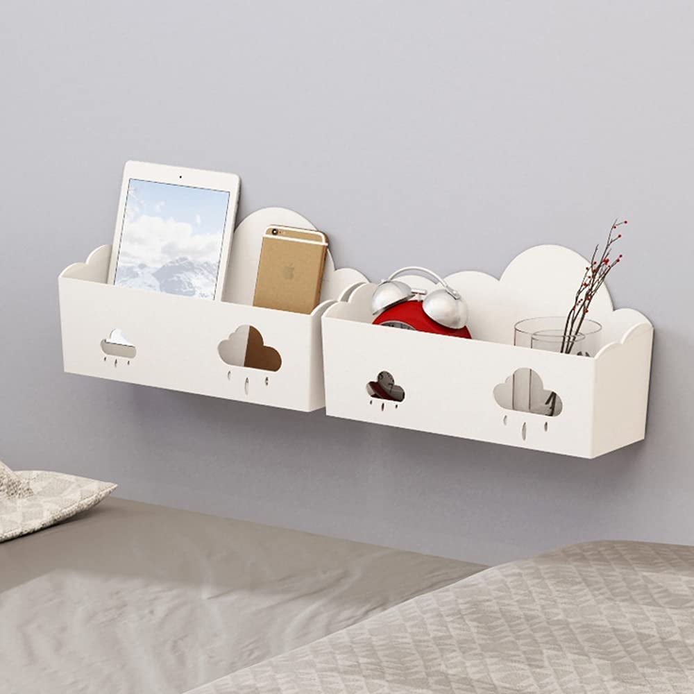 Bedside Shelf Organizer Adhesive Shelf Wall Mount White Plastic Bedroom