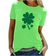 thumbnail image 1 of Besolor T-Shirts de la Saint-Patrick pour Femmes Été Col Rond Manches Courtes Tuniques Tops Décontractés Blouse Graphique Ample, 1 of 6