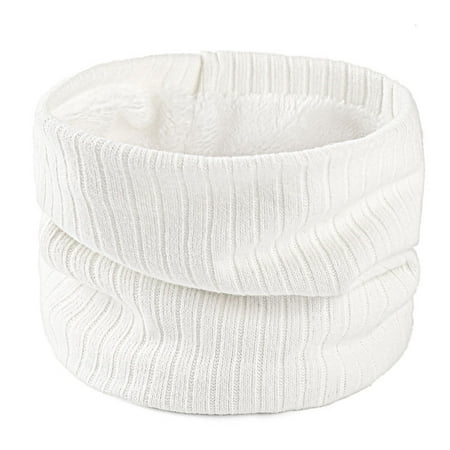 Namzi Winter Knitted Neck Gaiter Neck Warmer Men Women Windproof Scarf White