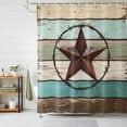 thumbnail image 3 of Retro Farmhouse Shower Curtain Set with Hooks, Barn Star Wood Texture Waterproof Fabric Bathroom Curtains Decor Home Accessories, Stall Long 54 X 78 Inch, 3 of 9