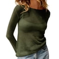 thumbnail image 4 of Long Sleeve Women's Casual Tulle Top Blouse Lightweight Knit Pullover Sweater, 4 of 6