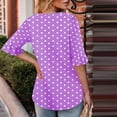 thumbnail image 4 of Otntypg T-Shirts for Women Retro Polka Dot Print Summer Elbow Length Bell Sleeve Square Neck Tunic Blouse Loose Fit Dressy Pullover Tops Multicolor S, 4 of 6