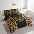 thumbnail image 4 of Feelyou Bowknot Monogrammed M Twin Bedding Sets 7-Piece for Girl, Leopard Cheetah Print Bedding Comforter Set, Modern Fashion Style Reversible Sheet Sets, Ultra Soft Bedroom Decor, 4 of 9