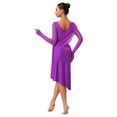 thumbnail image 2 of Sholeno Lyrical Dance Dress for Women V-neck Long See-through Sleeves Rhinestone Modern Contemporary Purple XL, 2 of 7