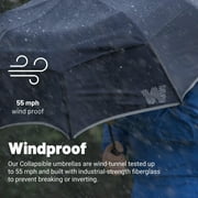 Weatherman Umbrella - Collapsible Umbrella - Windproof Umbrella Resists Up to 55 MPH Winds (Black)