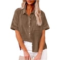 thumbnail image 1 of mfyjkho Tops Casuales Para Mujer, Blusa Holgada Con Cuello En V Y Botones De Color Para Mujer, Estilo Informal, De Manga Corta Y Con Bolsillo Tops Para Hacer Ejercicio Xl, 1 of 5