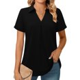 thumbnail image 1 of Plebaso Women's Shirts Collared Short Sleeve Casual Tops Button down Pullover Business Shirts for Work, 1 of 7