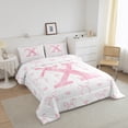 thumbnail image 3 of Erosebridal Ensemble de Couette Très Grand à Nœud Papillon Rose, Couette en Duvet Lettre Initiale X, Déco Dessin Animé Mignonne, Réversible 3 Pcs, 3 of 7
