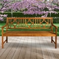 thumbnail image 5 of Sloane 59.1" 3-Seat Ogee Diamond-Back 600-Lbs Support Acacia Wood Outdoor Garden Patio Bench, Teak, 5 of 8