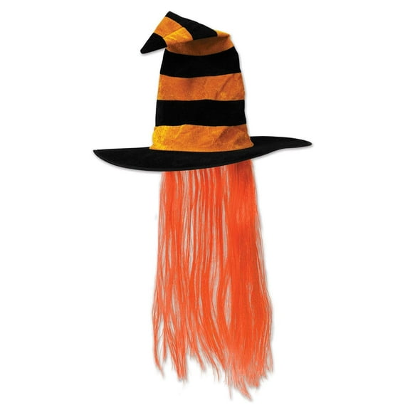Beistle Orange Witch Hat with Hair (Case of 6)