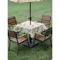 thumbnail image 2 of Square Outdoor Tablecloth With Umbrella Hole And Zipper– Pink Blue Daisy Floral Waterproof Patio Table Cover for Party, Picnic, Backyard, 54"x54" , Wildflowers Herbs Botanical Beige, 2 of 8