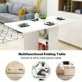 thumbnail image 3 of PORKISS Folding Dining Table, Space Saving Versatile Dining Room Table, Folding Kitchen Table with Wheels, Storage Shelf for Small Apartment, White (Only Table), 3 of 10