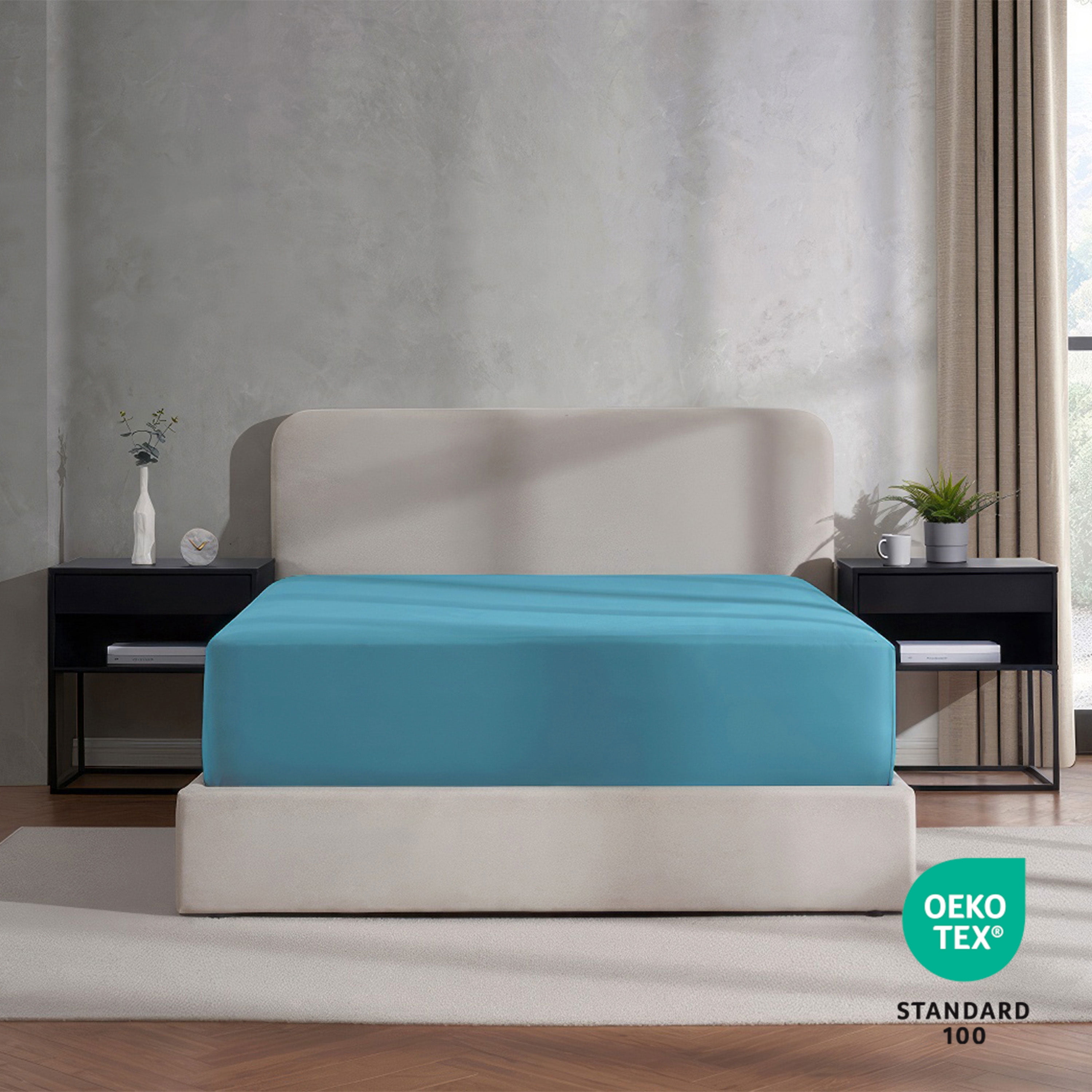Lammaloe 2 Pack Extra Deep Pocket Queen Fitted Sheet Only, Fits 18" to 24" Mattress, Soft Microfiber Fitted Bed Sheet, Beach Blue