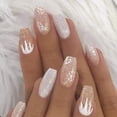 thumbnail image 1 of Uñas postizas de ataúd de copo de nieve blanco, uñas postizas navideñas, uñas acrílicas de cobertura completa para mujeres y adolescentes (estilo 1), 1 of 1