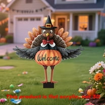 SDJMa Thanksgiving Turkey Garden Stake, 2D Acrylic Turkey Pumpkin Welcome Yard Sign for Fall Autumn Harvest Thanksgiving Halloween Lawn Walkway Decor