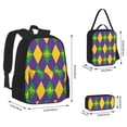 thumbnail image 2 of Pofeuu Mardi Gras Print Backpack Travel Backpacks With Lunch Bag Pencil Bag Set 3 pcs Set Cartoon Backpack, 2 of 7