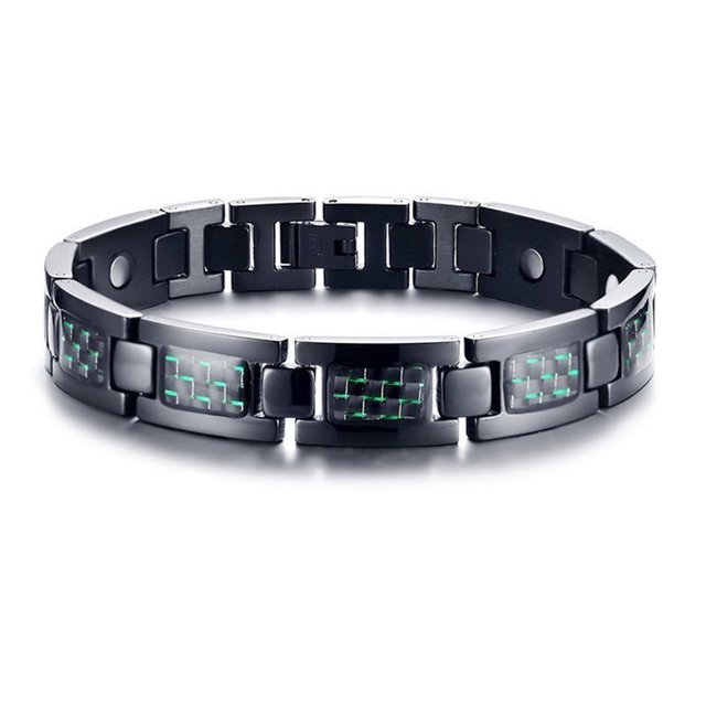 Bracelets pour Hommes Énergie Fibre Chaîne en Acier Inoxydable Aimant