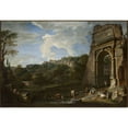 thumbnail image 2 of Giovanni Paolo Pannini 14x11 Gold Ornate Wood Frame and Double Matted Museum Art Print Titled - Landscape with the Arch of Titus, 2 of 4