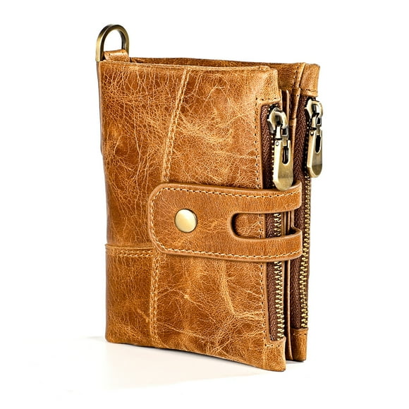 Portefeuille pour Hommes rfid avec Chaîne en Fer Portefeuille Anti-Perte Pince dollar double Fermeture Éclair
