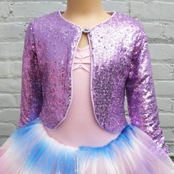 Wenchoice Lavender Sequins Wrap Top Girl'S Xl(7Y-8Y)